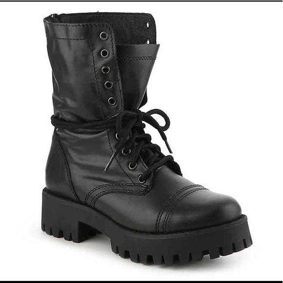 Steve Madden Shoes - Steve Madden Black Leather Combat Boots BNIB